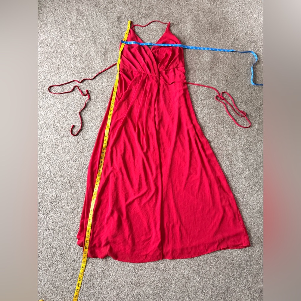 David’s Bridal Red dress size 4 Prom Maxi evening party ball gown straps wrap - Picture 8 of 12